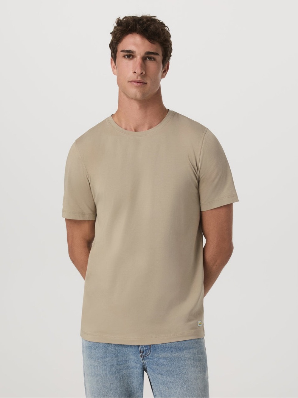 VUORI Tuvalu Athletic Short Sleeve Crew Neck Relaxed Tan Truffle T-Shirt EUC XXL